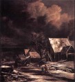 Pueblo en invierno a la luz de la luna Jacob Isaakszoon van Ruisdael